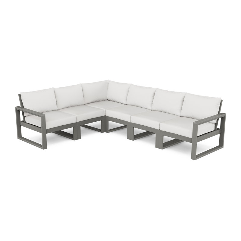 Ensemble de sièges modulaires profonds 6 pièces EDGE, Lin naturel, Gris ardoise