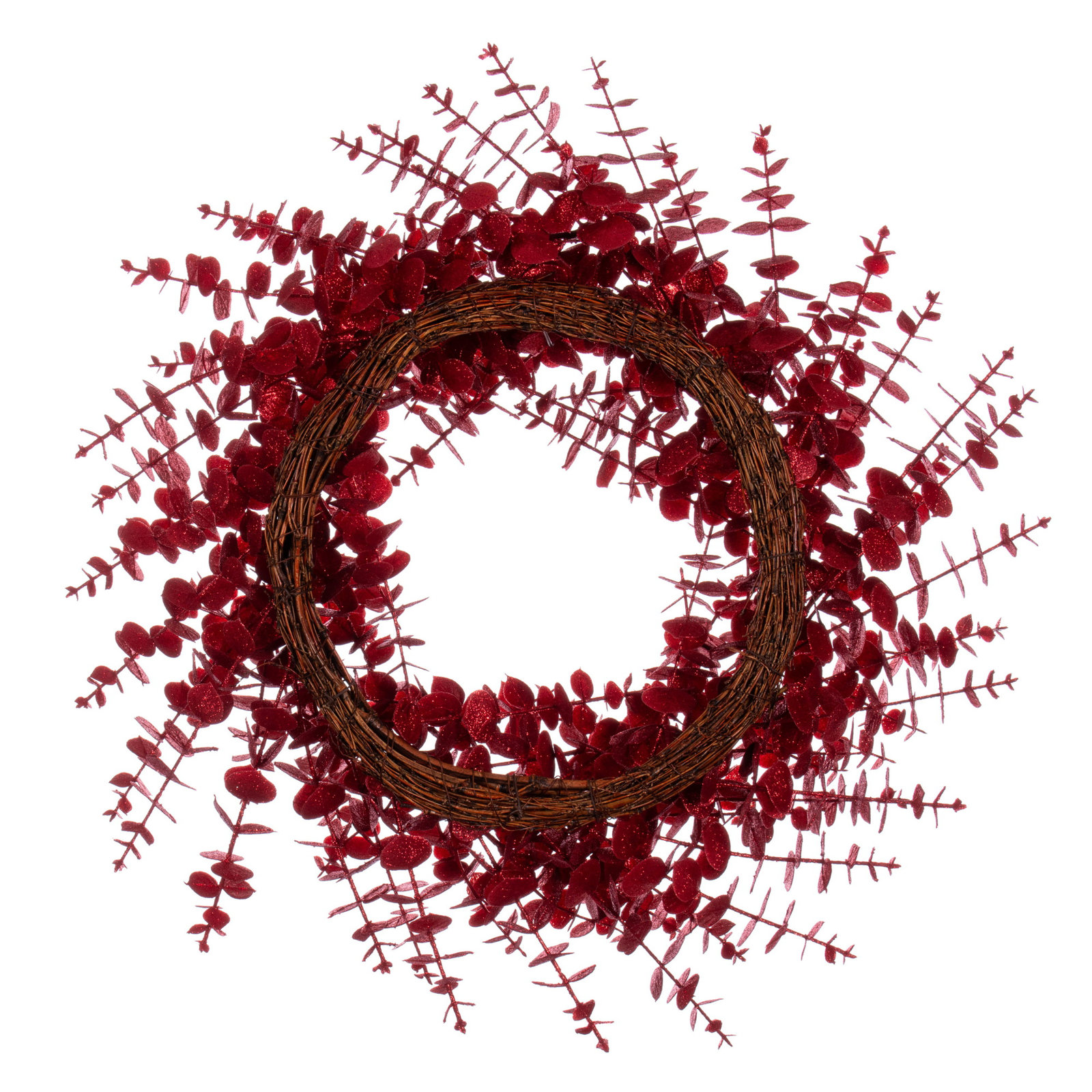 Artificial 24" Eucalyptus Wreath, Red