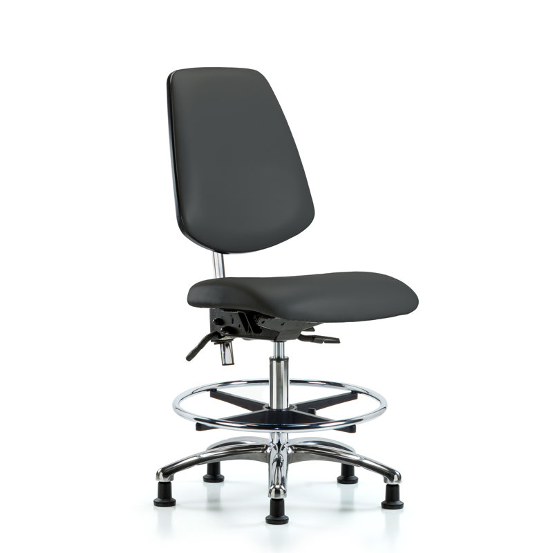 Miah Vinyl Drafting Chair, Charcoal, Glides, Not Included
