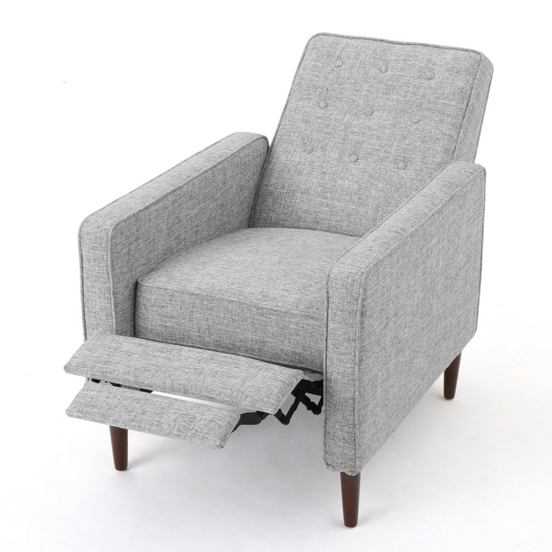 Upholstered Recliner, Light Gray 100% Polyester