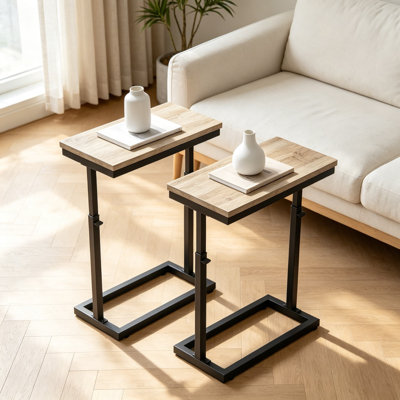 Ensemble de 2 tables de bout haute, table de bout avec accoudoirs à hauteur réglable, table de chevet étroite pour le salon et la chambre à coucher