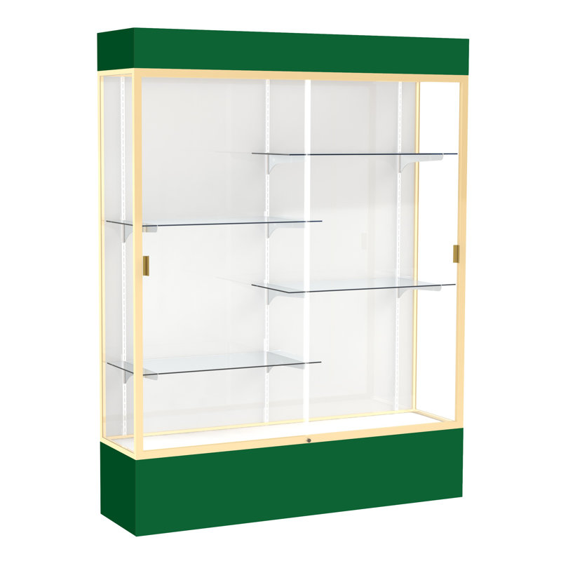 Vitrine en aluminium avec éclairage H 80 po x l 60 po Spirit Series, Stratifié, Kelly vert, Champagne