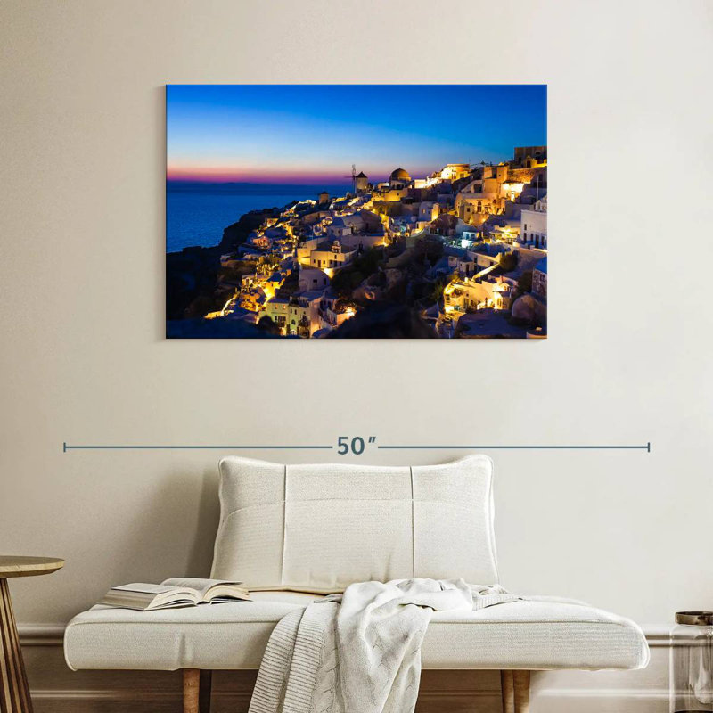 Gillard Santorini au coucher du soleil, H 26 po x l 39 po