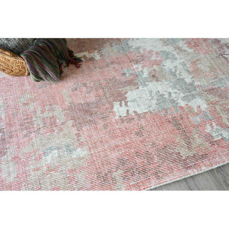 Mineral Abstract Area Rug in Red Orange, Rectangle 9' x 12'