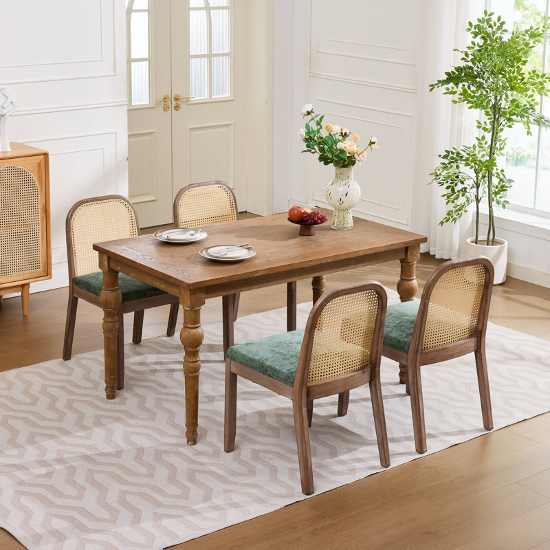 Chaise de salle à manger Mid Century, 4, Vert