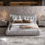 Lit plateforme tapissier très grand de luxe avec coussin amovible surdimensionné et structure de lit en bois de pin massif-102807117