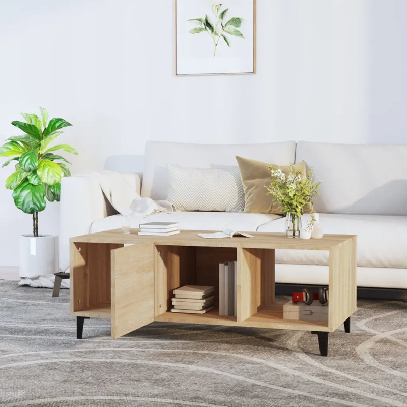 Jyrelle Four Leg Coffee Table with Storage, Sonoma Oak