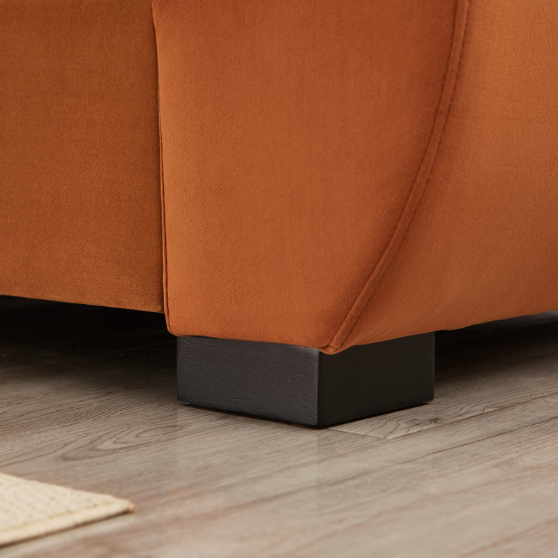 Orange, modulaire modulaire, housses de coussin amovibles, structure en bois massif, coussins décoratifs orange moderne avec rangement, accoudoirs coussinés et siège moelleux pour le bureau