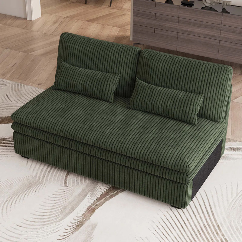 Manuel Corduroy Armless 2-Seat Module, Vert