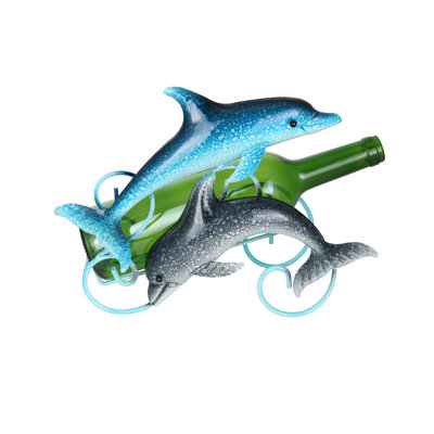 Happy Duo of Dolphins 1 Bottle Tabletop Wine Bottle Rack by Wine Bodies