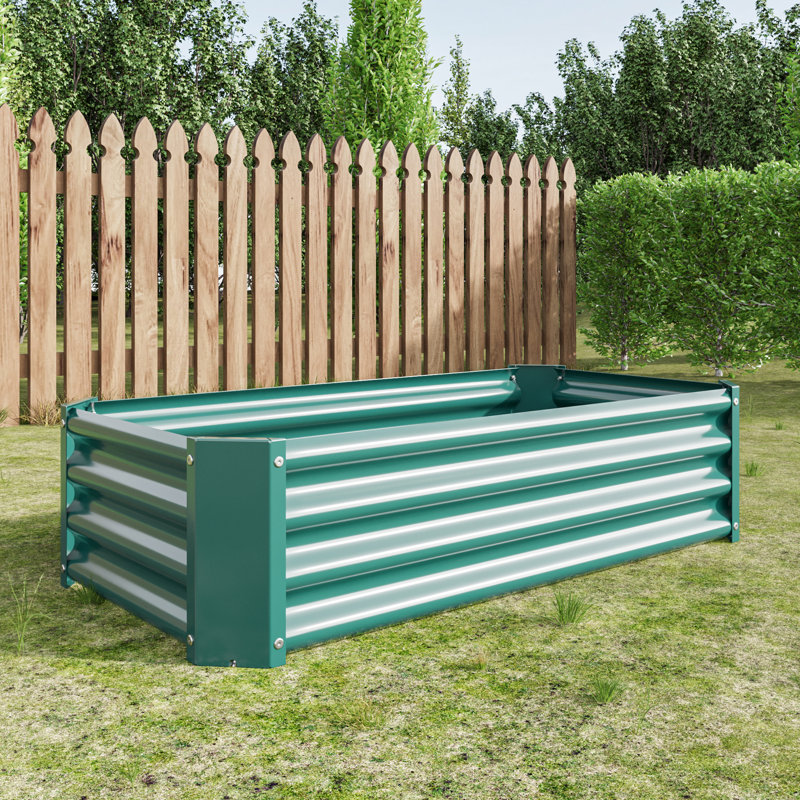 Rectangle 421Ft Metal Raised Planter For Plants, Flowers, Easy Assembly, - Rust Vegetables, Rust, Long Term, Green