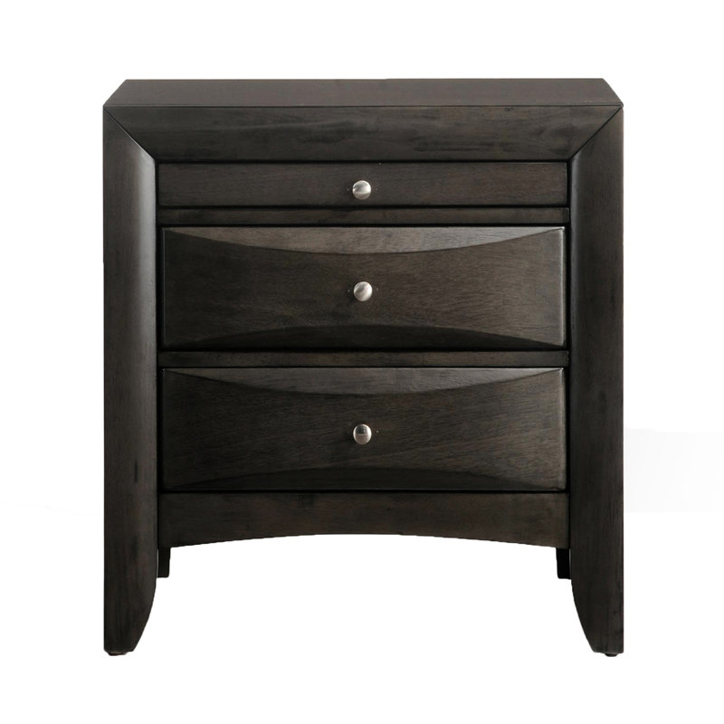Table de chevet moderne en chêne gris pour la chambre à coucher - Commode tiroir de rangement 2 pièces fonctionnelles et élégantes
