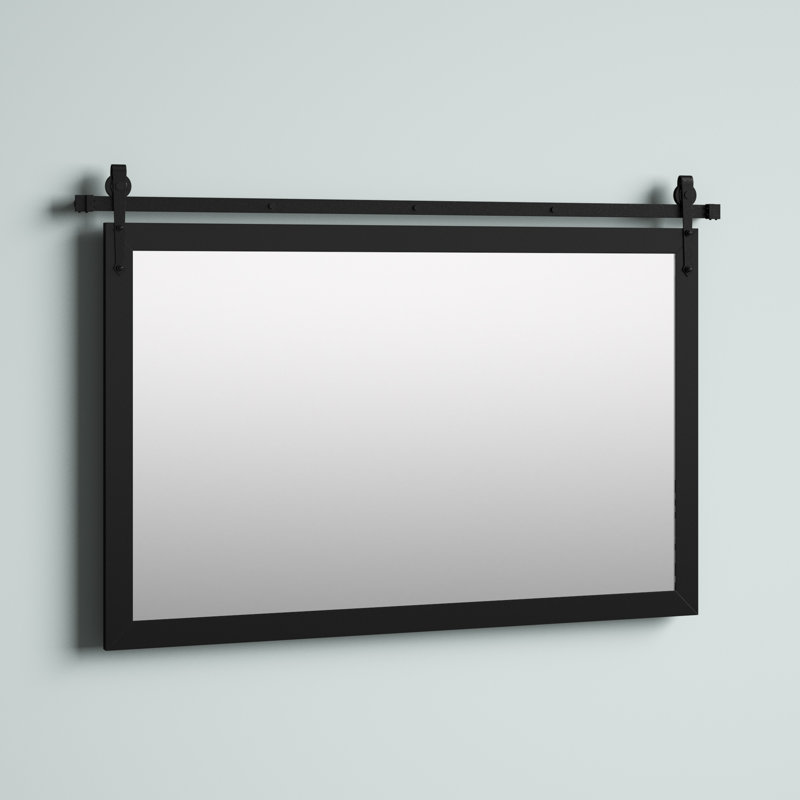 Singapore Engineered Wood Flat Mirror, 30" H x 45" W, Black