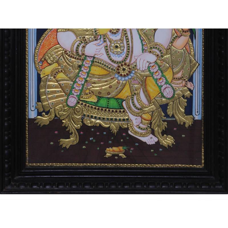 Lord Krishna avec Gopis Tanjore, peinture | Couleur traditionnelle avec or 24 carats | Avec cadre