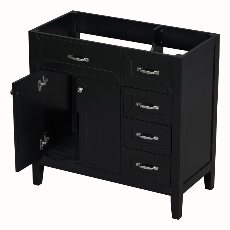 Base de meuble-lavabo simple 36 po seulement, Noir, noir, noir, noir