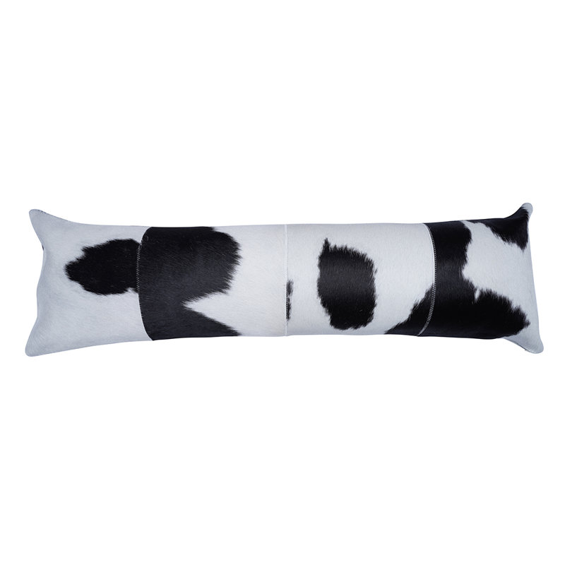 Leather/Suede Reversible Throw Pillow, White/Black