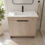 Meuble-lavabo autoportant de 36 pouces avec lavabo en céramique blanche et 2 portes d'armoire à fermeture en douceur