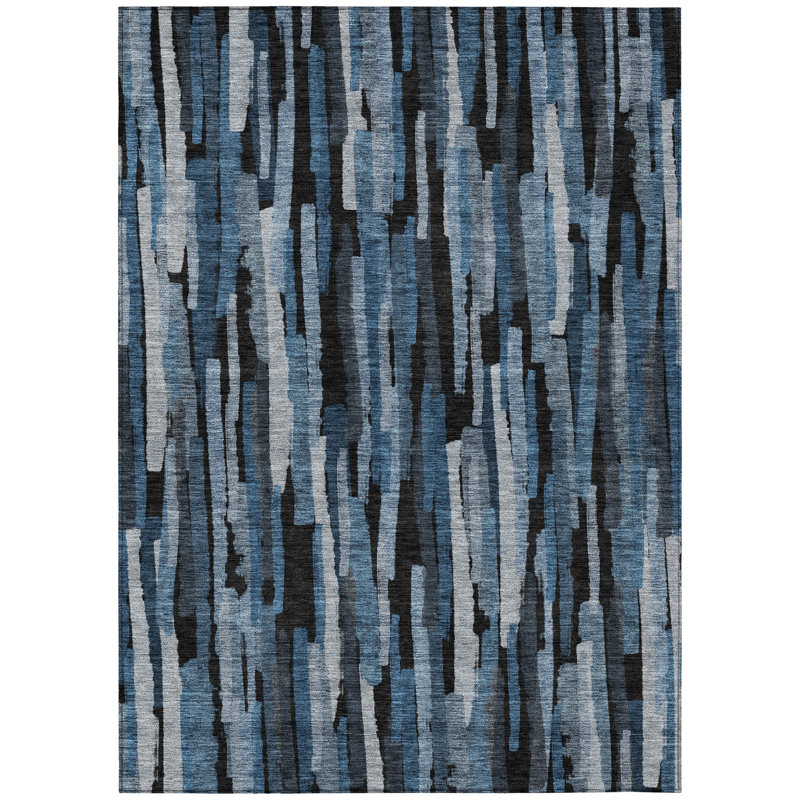 Machine Washable Indoor/Outdoor Chayil ACN1079 Blue Rug, Rectangle 2'6" x 3'10"