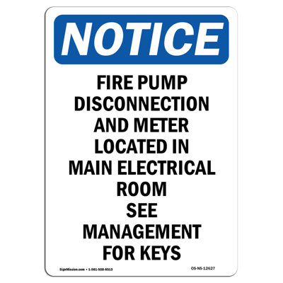 OSHA Notice - Fire Pump Disconnection And Metre Sign | Heavy Duty