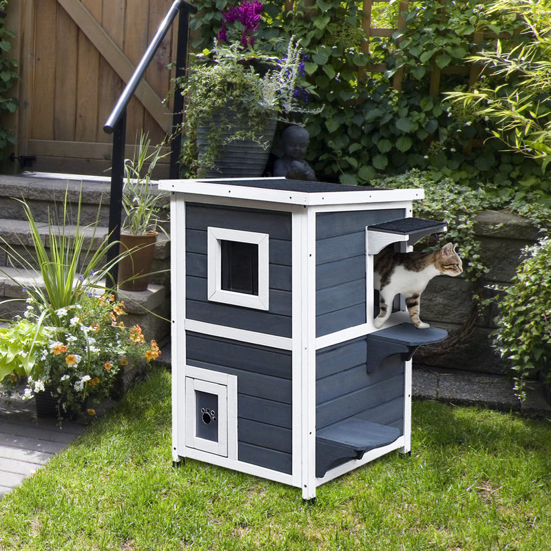 Maison d'extérieur pour chat avec porte de secours