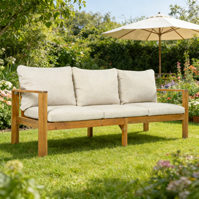 Ensemble de conversation de patio pour 4 personnes avec coussins Acacia