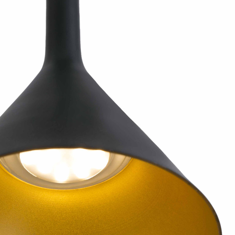 Daniela 1 - Light LED Pendant, 171.5cm H x 16.5cm diameter, Black/Gold