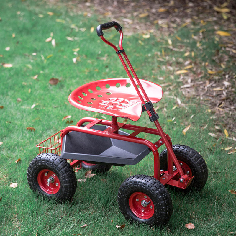22'' H x 32.3'' W Utility Cart with Wheels, Red