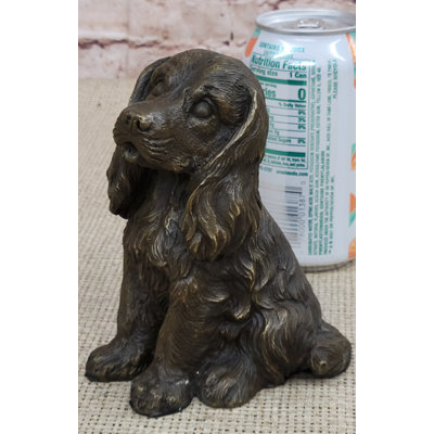 Cocker Spaniel Big Eared Puppy Dog Bronze Figurine Statue Sculpture 6" X 4"