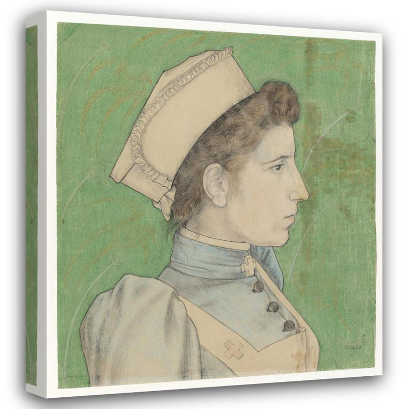 «Portrait of Nurse Nelly» par Jan Toorop - Art mural sur toile tendue avec châssis, H 48 po x l 33 po