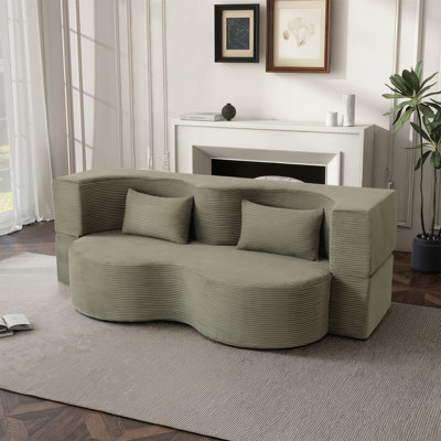 Convertible 2-in-1 Foldable Sofa Bed with Memory Foam and Pillows for Compact Living Spaces