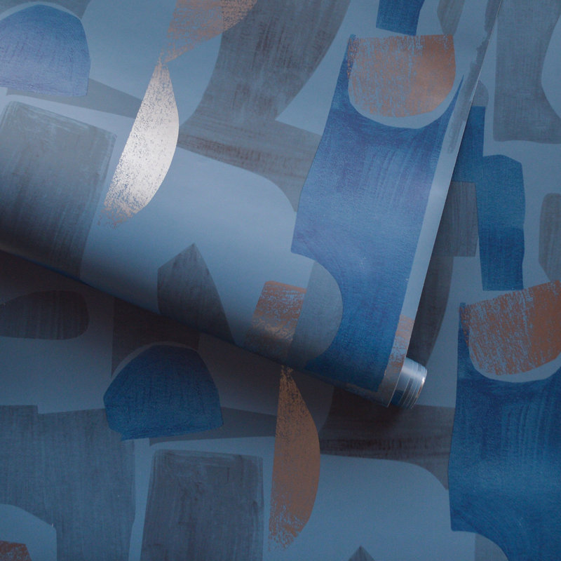 Papier peint adhésif Geo Composition, Bleu