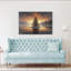 Christmas Sunset Peaceful Serene Abstract Christmas Tree Forest Landscape Wall Art Print 1 Piece Wrapped Canvas Wall Art-1332926082