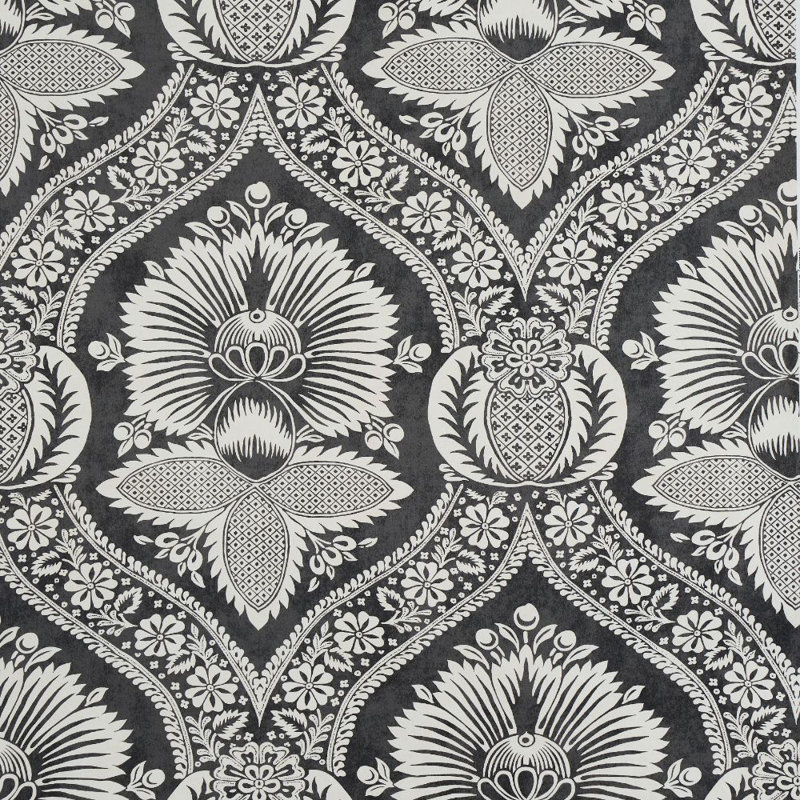 Villandry Damask Print Wallpaper, Black