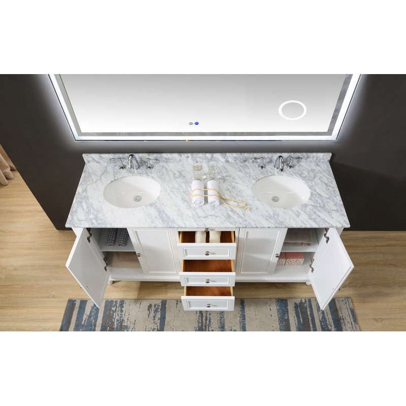 70'' Double Bathroom Vanity with Marble Top