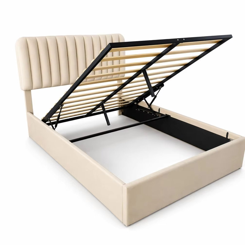 Upholstered Ottoman Storage Bed, Single (3'), BEIGE