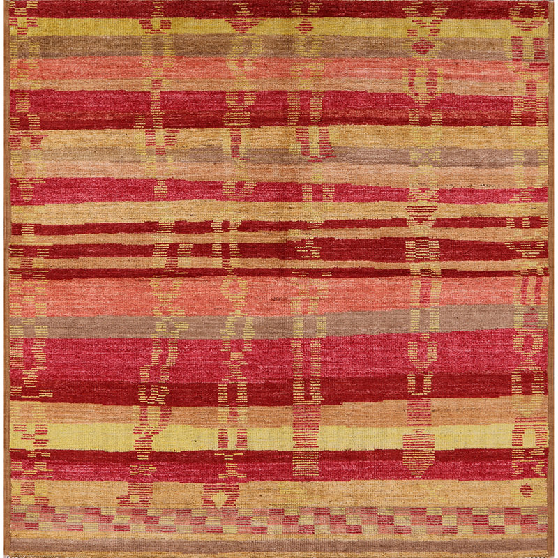 Tapis rose / beige, Carré 7 pi