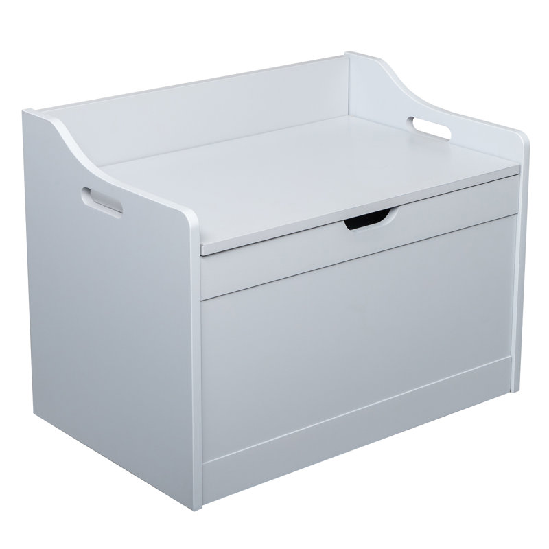Storage Chest, Entryway Bench With 2 Safety Hinges, Wooden Toy Box, Gray