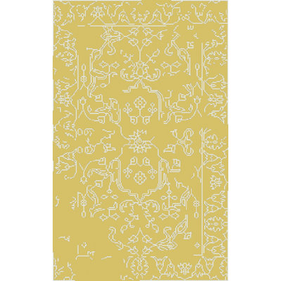Tapis décoratif jaune noué à la main à motif floral Ballista