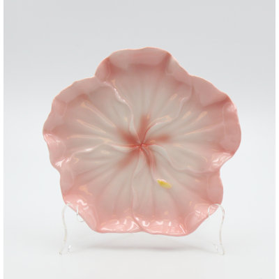 Ensemble de 2 assiettes en forme de fleur fine en porcelaine rose Hibiscus