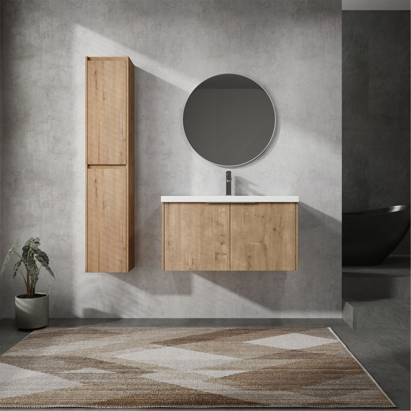 Meuble-lavabo mural avec rangement spacieux et attrait élégant, 35"