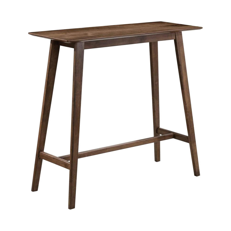 Rubberwood Walnut Rectangular Bar Table For Home Use Mid-century Style Veneer A Stylish