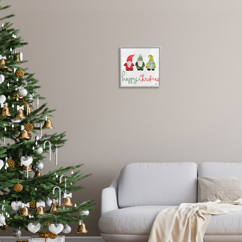 Happy Christmas Jolly Holiday Gnomes, H 12 po x l 12 po x P 1,5 po, Estampe numérique Farmhouse