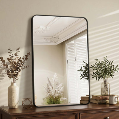 Miroir mural rectangulaire de salle de bain moderne avec coins arrondis