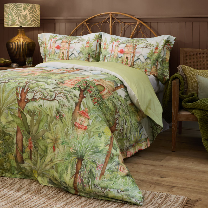 Eden Ruins Cotton Floral Duvet Cover Set with Pillowcases Included, Kingsize Duvet Cover + 2 Standard Pillowcases