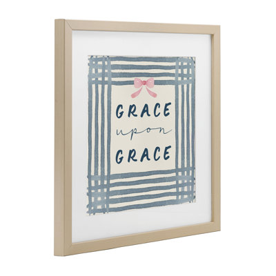 Upon Grace with Pink Bow Framed Print Under Glass, design by Blue Chair Blessing
