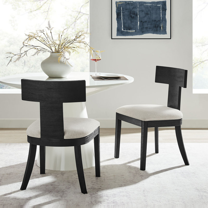 Ensemble de 2 chaises de salle à manger en tissu chiné Peregrine, Noir, noir, noir, noir
