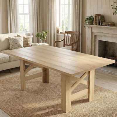Table de salle à manger de 71 pouces pour 6 à 8 personnes, table de cuisine en bois avec plateau épais et pieds en X robustes, table rustique pour appartement, cuisine, bureau