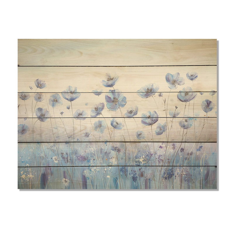 Art floral sur bois de pin, champ de fleurs divin IV, H 10 po x l 20 po