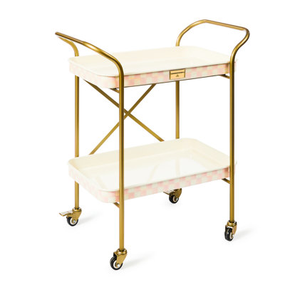 Mocha Check 2-Tier Kitchen Cart