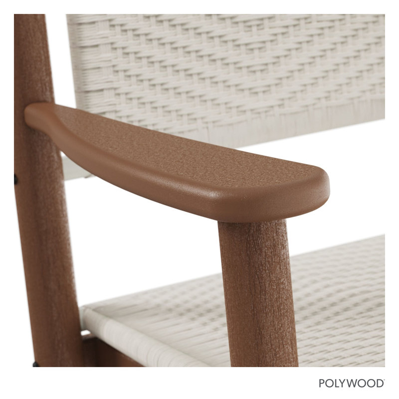Chaise berçante POLYWOOD, Teck / tissage blanc
